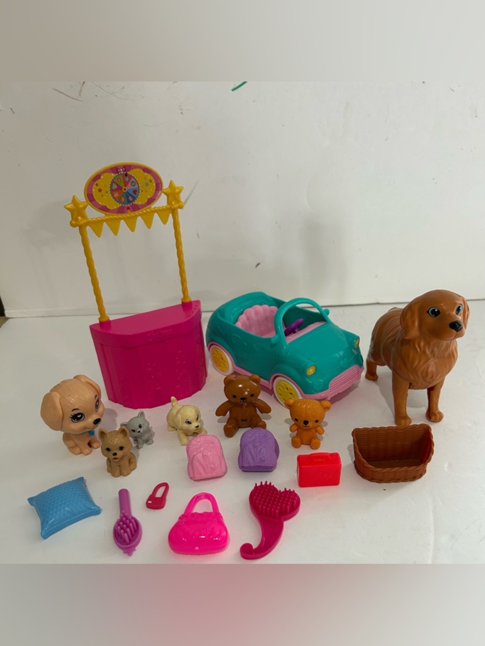 Barbie 18 Pc Lot Pets Dog Cat Bear Car Accessories Misc Extras‎ Replacements